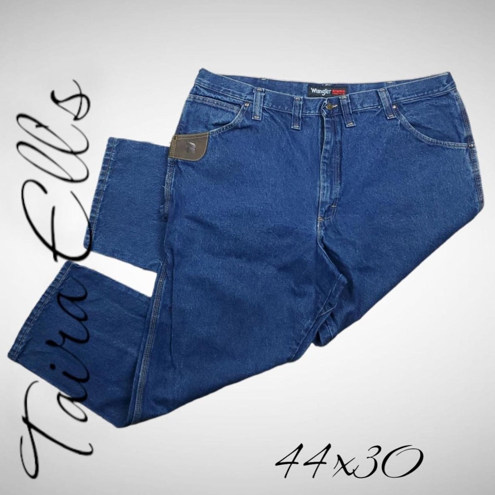 Wrangler Riggs Workwear Mens Blue Carpenter Jeans Denim Pants 44x30‎ Hammer Loop